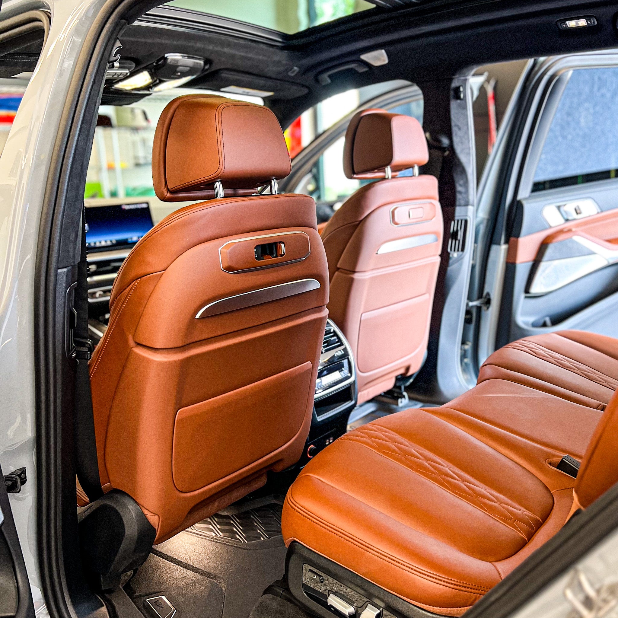 Full interior detailing service by SparkClean in Park City, Utah. Includes vacuuming, carpet shampoo, leather seat cleaning, and dashboard conditioning. Perfect for families and pet owners.